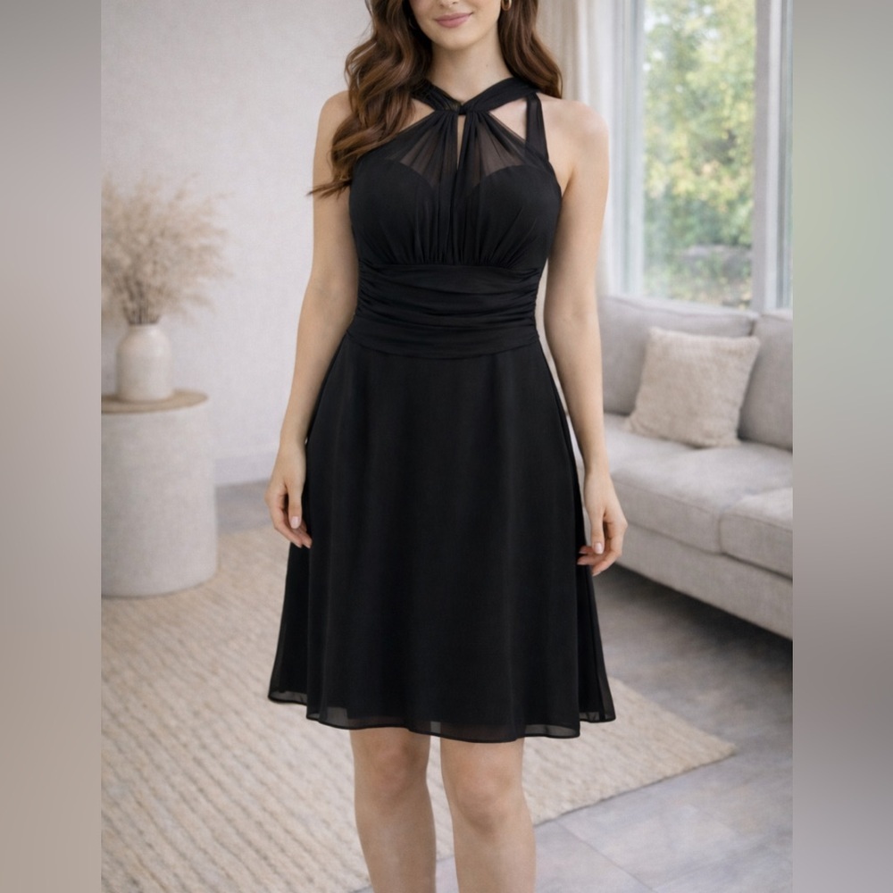 Belsoie Black Halter Holiday Dress